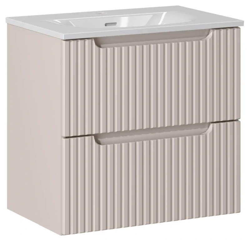 Szafka łazienkowa pod umywalkę 60 cm 2 szuflady NOVA CASHMERE - aranżacja z umywalką meblową