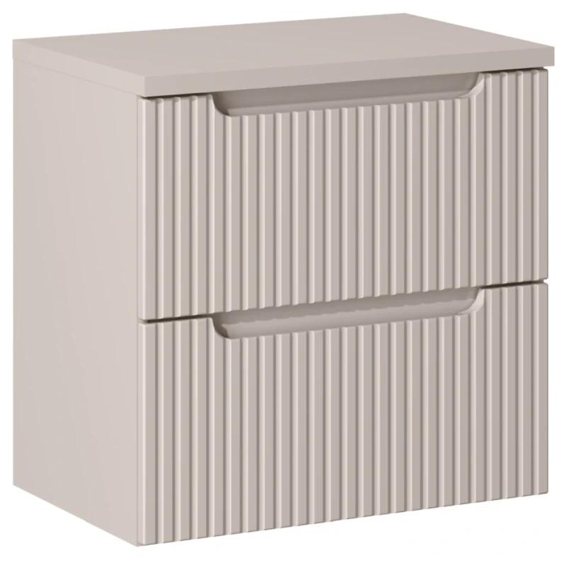 Szafka łazienkowa pod umywalkę 60 cm 2 szuflady NOVA CASHMERE - aranżacja z blatem