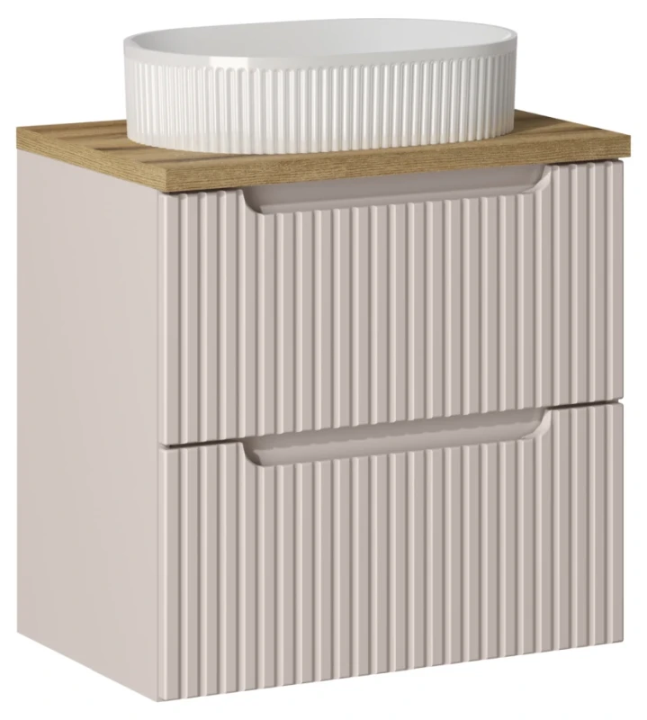 Szafka łazienkowa pod umywalkę 60 cm 2 szuflady NOVA CASHMERE - aranżacja z umywalką meblową