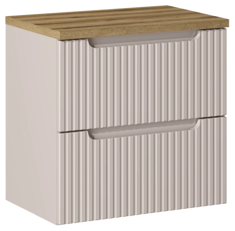 Szafka łazienkowa pod umywalkę 60 cm 2 szuflady NOVA CASHMERE - aranżacja z blatem