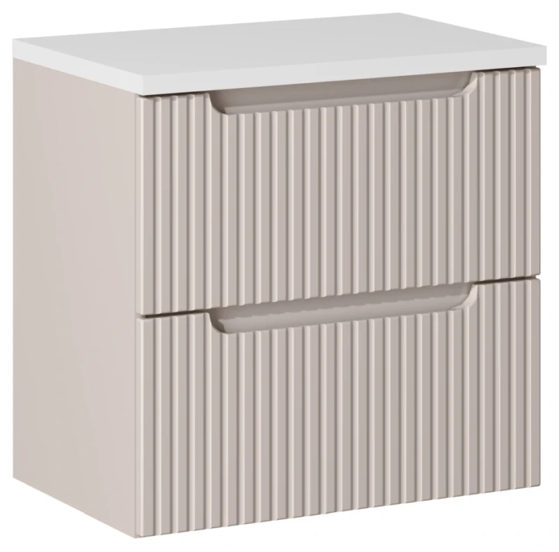 Szafka łazienkowa pod umywalkę 60 cm 2 szuflady NOVA CASHMERE - aranżacja z blatem