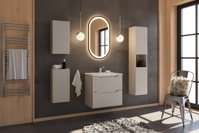 Szafka łazienkowa pod umywalkę 60 cm 2 szuflady NOVA CASHMERE - aranżacja