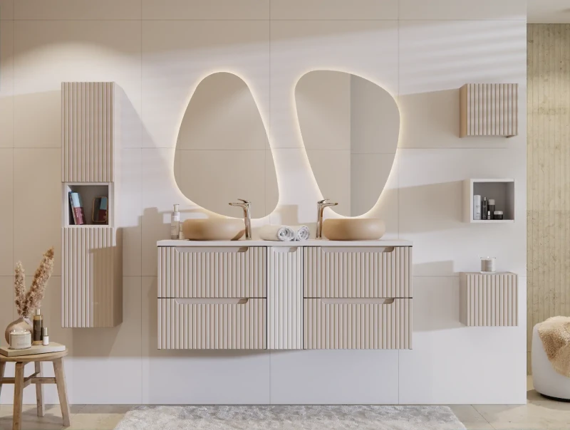 Szafka łazienkowa pod umywalkę 60 cm 2 szuflady NOVA CASHMERE - aranżacja