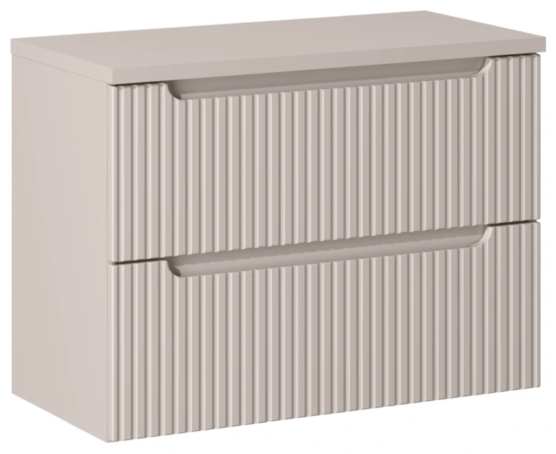 Szafka łazienkowa pod umywalkę 80 cm 2 szuflady NOVA CASHMERE - aranżacja z blatem