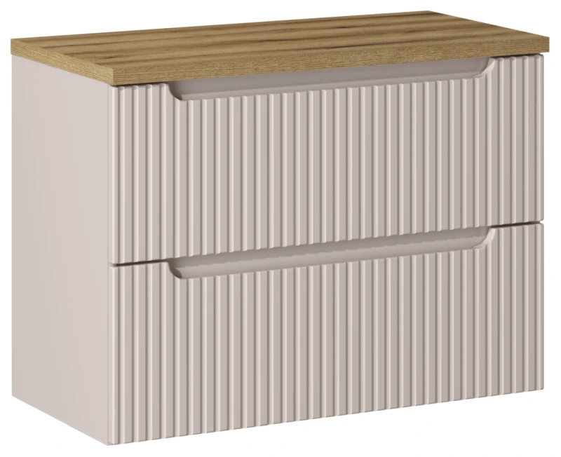 Szafka łazienkowa pod umywalkę 80 cm 2 szuflady NOVA CASHMERE - aranżacja z blatem