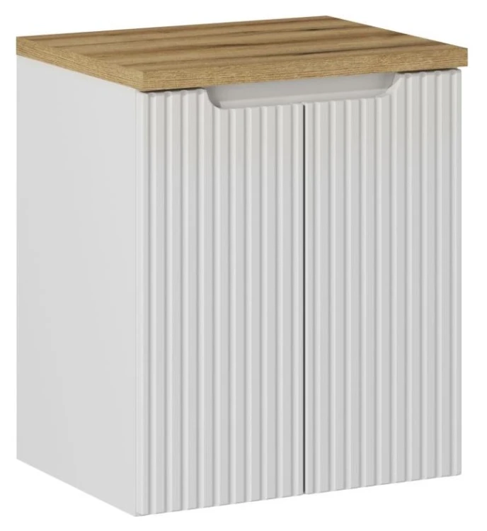 Szafka łazienkowa pod umywalkę 50 cm NOVA WHITE biały - aranżacja z blatem