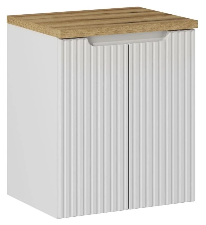 Szafka łazienkowa pod umywalkę 50 cm NOVA WHITE biały - aranżacja z blatem