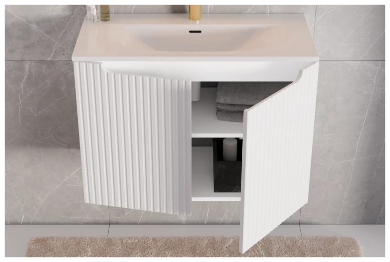 Szafka łazienkowa pod umywalkę 50 cm NOVA WHITE biały - detal