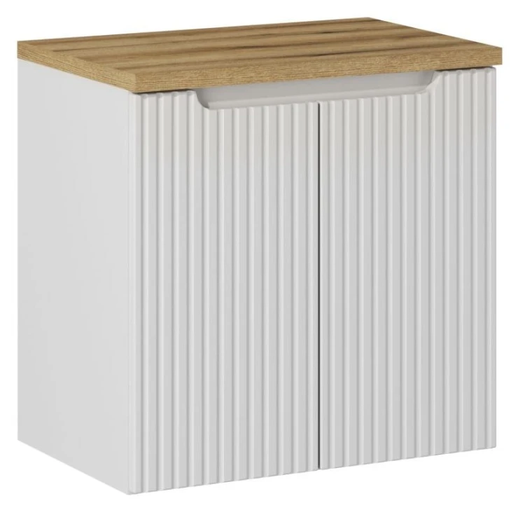 Szafka łazienkowa pod umywalkę 60 cm NOVA WHITE biały - aranżacja z blatem