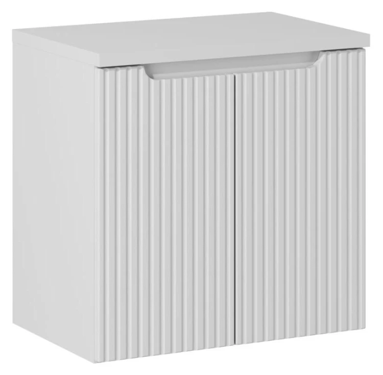 Szafka łazienkowa pod umywalkę 60 cm NOVA WHITE biały - aranżacja z blatem
