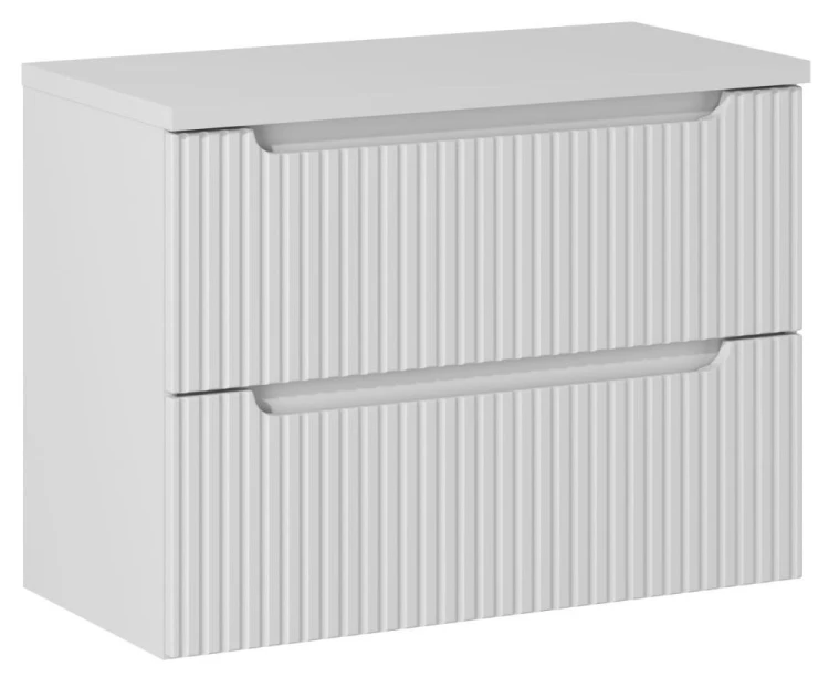 Szafka łazienkowa pod umywalkę 80 cm NOVA WHITE biały - aranżacja z blatem