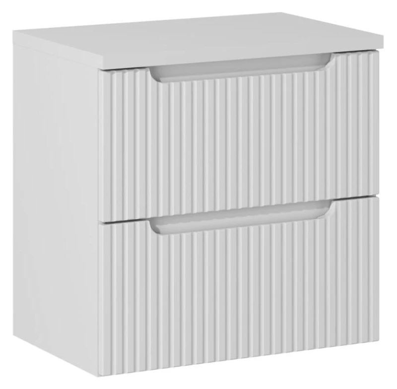 Szafka łazienkowa pod umywalkę 60 cm 2 szuflady NOVA WHITE biały - aranżacja z blatem