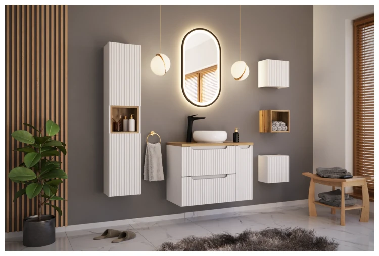 Szafka łazienkowa pod umywalkę 60 cm NOVA WHITE biały - aranżacja