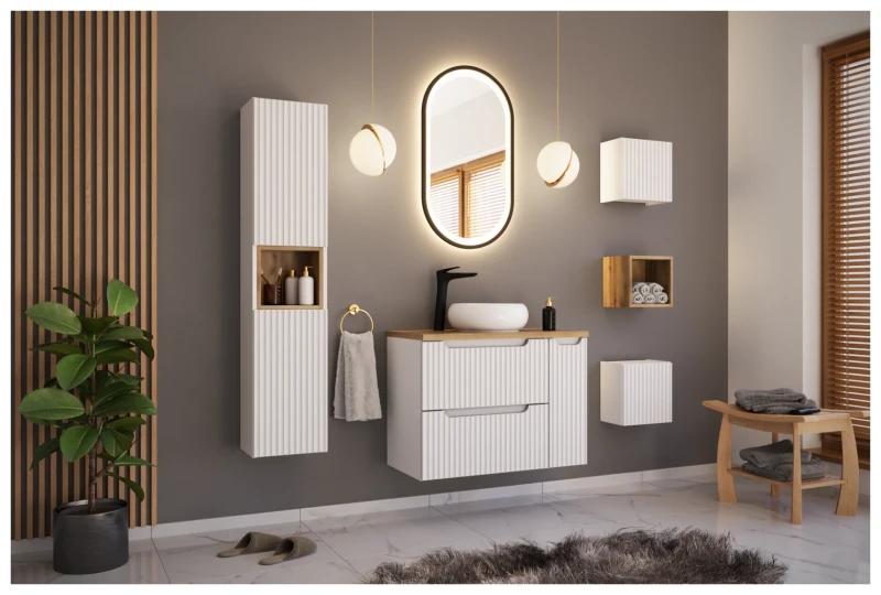 Szafka łazienkowa pod umywalkę 60 cm NOVA WHITE biały - aranżacja