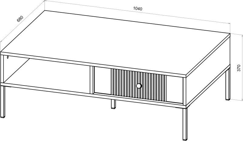 Stolik kawowy Iseo 104 cm z 2 frezowanymi szufladami zielony/czarne nogi
