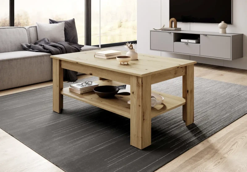 Stolik kawowy do salonu Midi 110 cm z półką dąb artisan