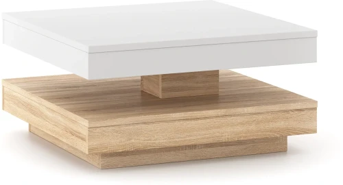 Stolik kawowy Pico 67 cm z obrotowym blatem biały/dąb sonoma