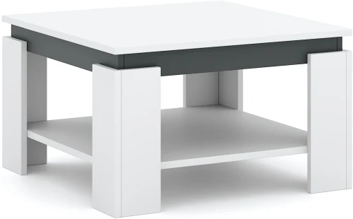 Stolik kawowy do salonu Tinto 68 cm z półką biały/antracyt