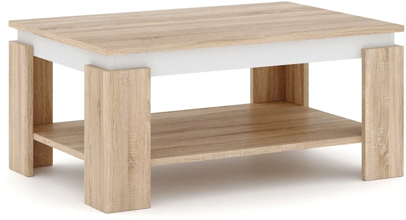 Stolik kawowy do salonu Turia 90 cm z półką dąb sonoma/biały