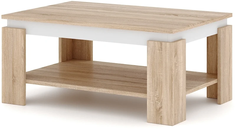 Stolik kawowy do salonu Turia 90 cm z półką dąb sonoma/biały