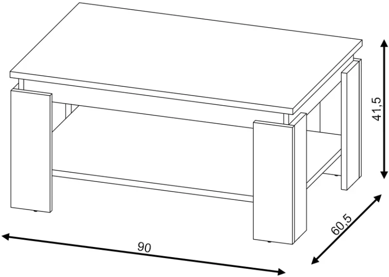 Stolik kawowy do salonu Turia 90 cm z półką dąb sonoma/biały