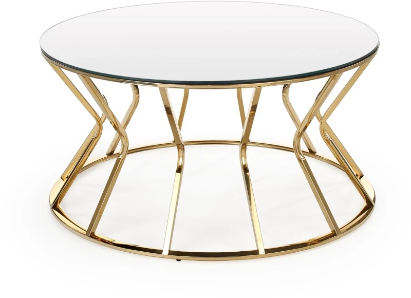 Ława stolik kawowy Afina szklany blat do salonu 90 cm złoty