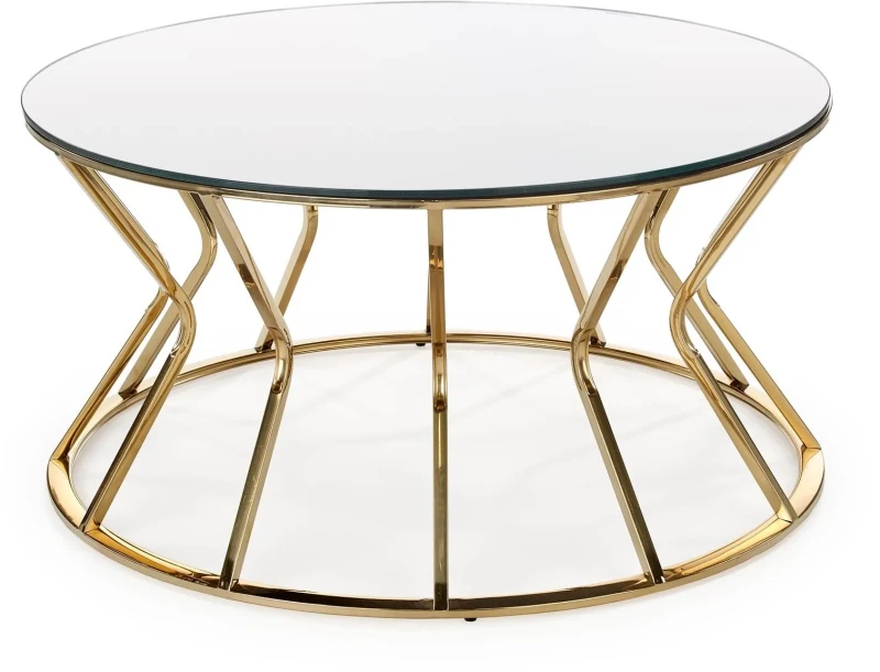 Ława stolik kawowy Afina szklany blat do salonu 90 cm złoty