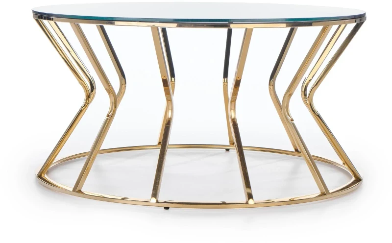 Ława stolik kawowy Afina szklany blat do salonu 90 cm złoty