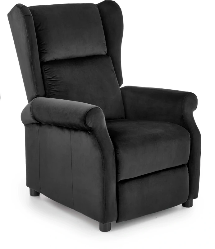 Fotel wypoczynkowy Agustin 2 rozkładany z podnóżkiem do salonu czarny