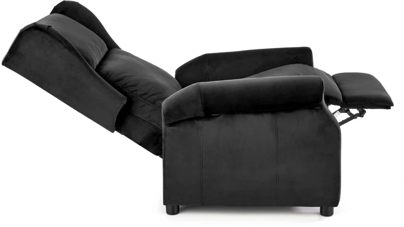 Fotel wypoczynkowy Agustin 2 rozkładany z podnóżkiem do salonu czarny