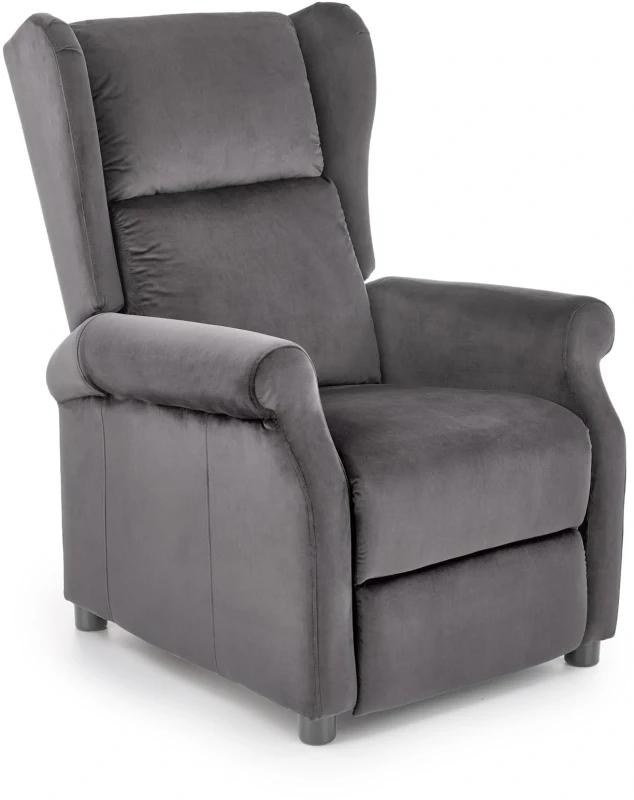 Fotel wypoczynkowy Agustin 2 rozkładany z podnóżkiem do salonu popielaty