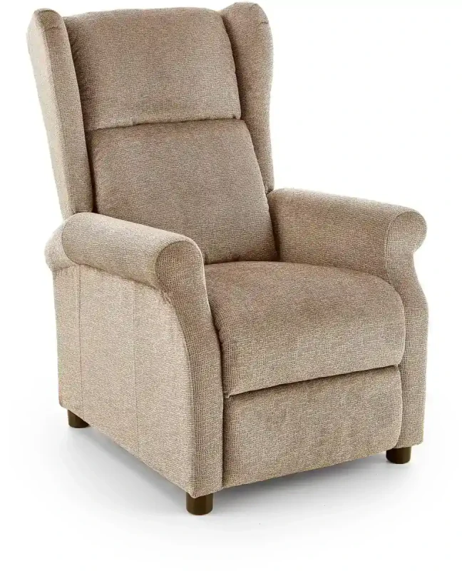 Fotel wypoczynkowy Agustin rozkładany z podnóżkiem do salonu beżowy