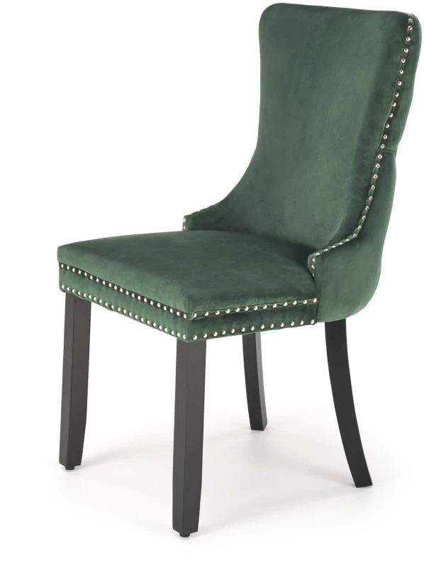 Krzesło tapicerowane Alda z pikowanym oparciem do jadalni ciemny zielony