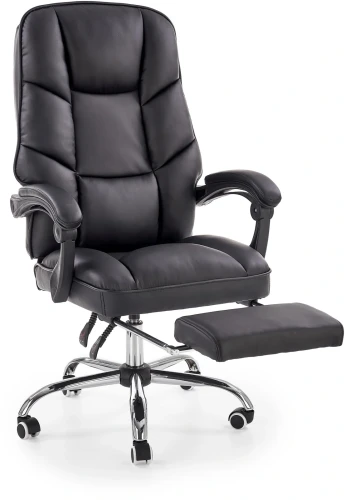 Fotel gabinetowy Alvin obrotowy z wysuwanym podnóżkiem czarny