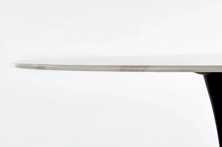 Stół okrągły Ambrosio 90cm szklany blat marmur/czarny