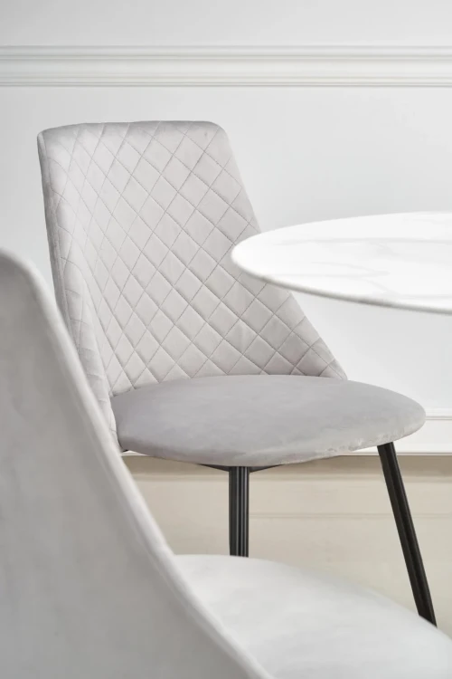 Stół okrągły Ambrosio 90cm szklany blat marmur/czarny