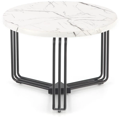 Ława okrągła Antica M 55cm blat biały marmur/czarny