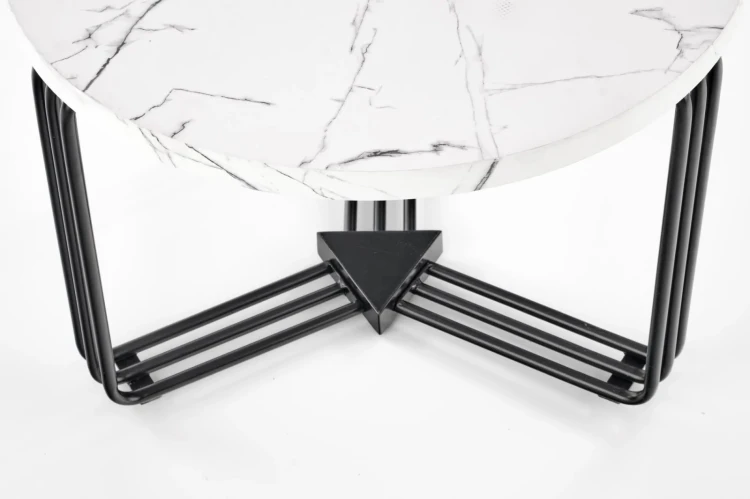 Ława okrągła Antica M 55cm blat biały marmur/czarny