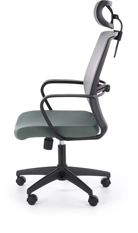 Fotel gabinetowy Arsen obrotowy z funkcją regulacji zagłówka popielaty