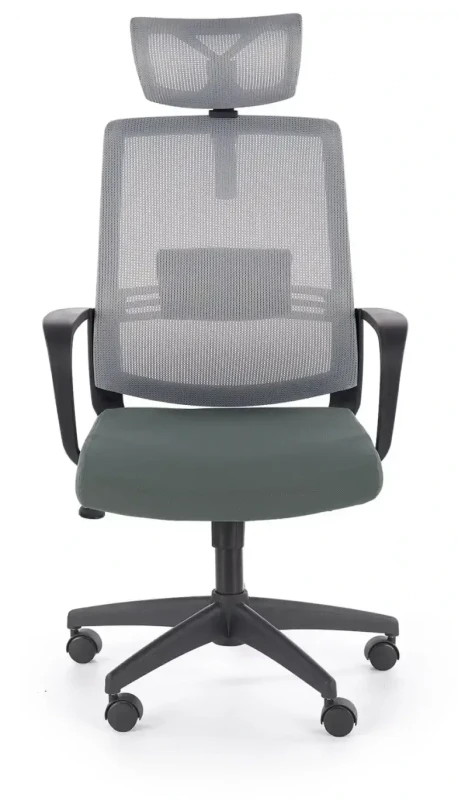 Fotel gabinetowy Arsen obrotowy z funkcją regulacji zagłówka popielaty