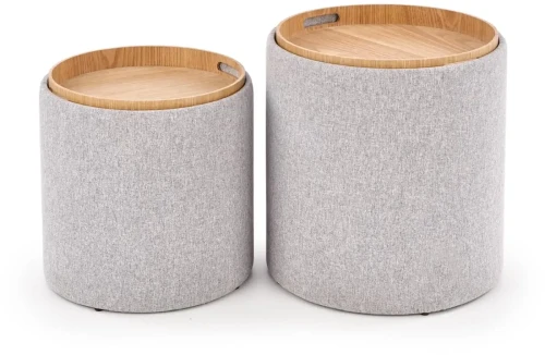 Zestaw 2 puf Aviko z funkcją pojemnika do salonu popielaty