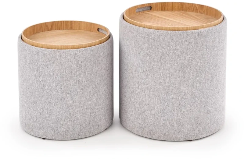 Zestaw 2 puf Aviko z funkcją pojemnika do salonu popielaty