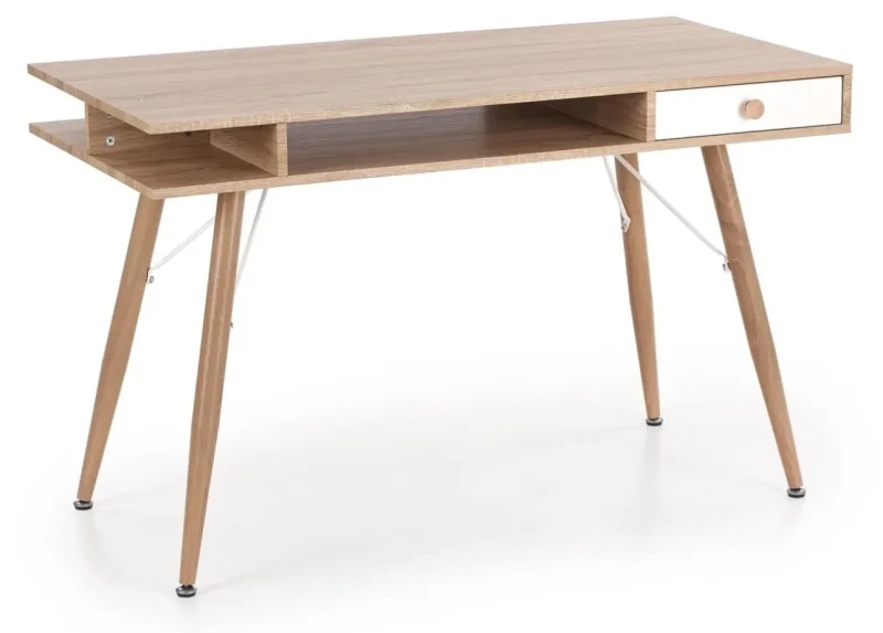 Biurko B34 z szufladą biały/dąb sonoma