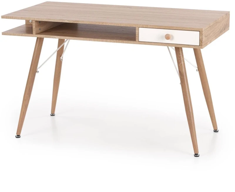 Biurko B34 z szufladą biały/dąb sonoma