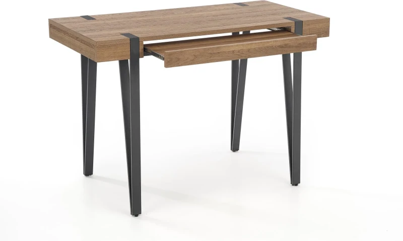 Biurko B39 z wysuwaną półką czarny / orzech miodowy