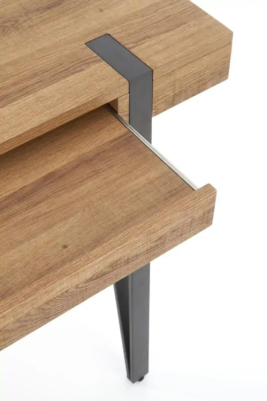 Biurko B39 z wysuwaną półką czarny / orzech miodowy