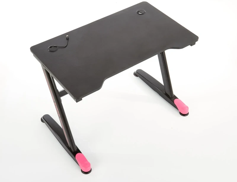 Biurko gamingowe B40 z oświetleniem LED czarny / czerwony