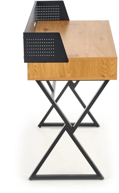 Biurko B43 z szufladą dąb złoty / czarny