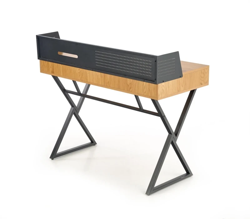 Biurko B43 z szufladą dąb złoty / czarny