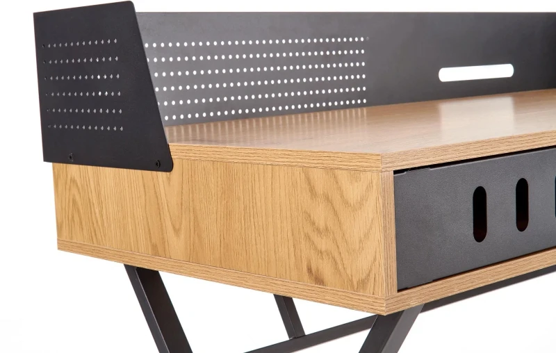 Biurko B43 z szufladą dąb złoty / czarny